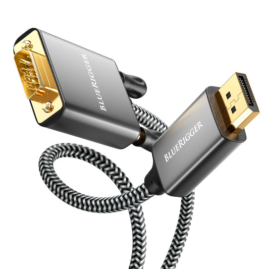BlueRigger DisplayPort to VGA Cable (10FT, DP to VGA Monitor Cable, Uni-Directional, Male to Male, Display Port Source to VGA Cable Converter)