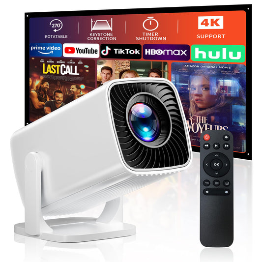 Mini Projector, Portable Projector 4K & Full HD 1080P Support, 270° Rotation Outdoor Projector, Movie Projector Compatible with Smartphone, TV Stick