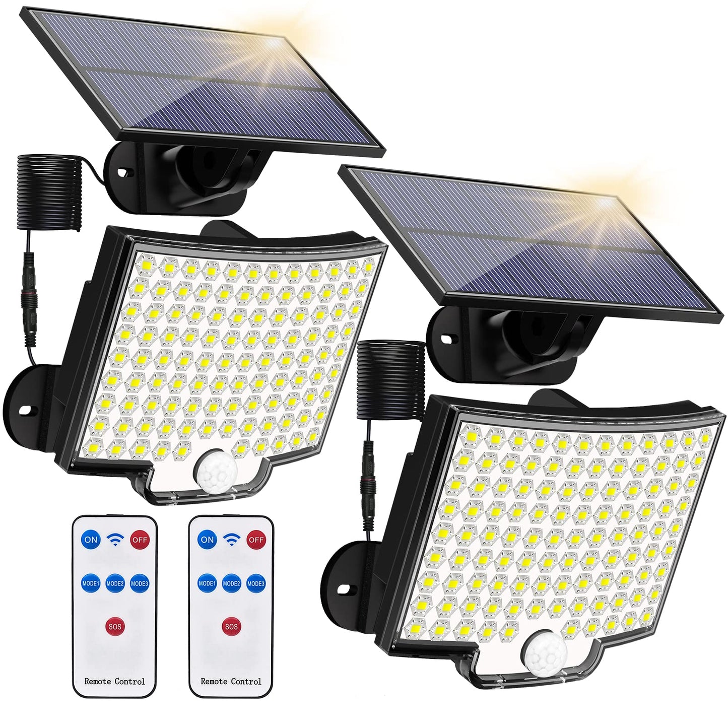 Solar Lights Outdoor, 106 LED 3000LM Solar Powered Motion Sensor Flood Lights with Remote, Dusk to Dawn Led Solar Security Wall Lights with 16.5Ft