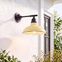JONATHAN Y 12.25" Matte Yellow/Black 1-Light Industrial Farmhouse Outdoor Sconce, Iron Wall Light with LED Bulb, Metal Bowl Shade, Vintage Porch Lamp