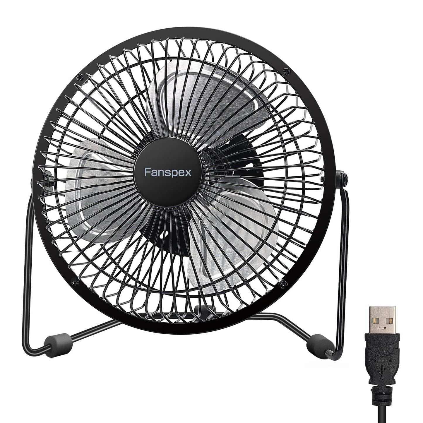 Fanspex 6" Small USB Desk Fan for Home Office Bedroom Desktop, Black