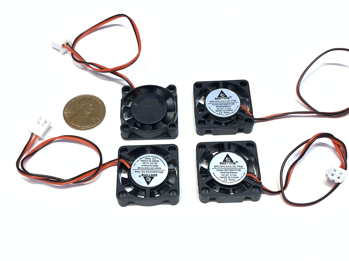 4 Pieces 5v Fan mini 25mm x 7mm 2pin 2507 dc mini micro brushless cooling A30