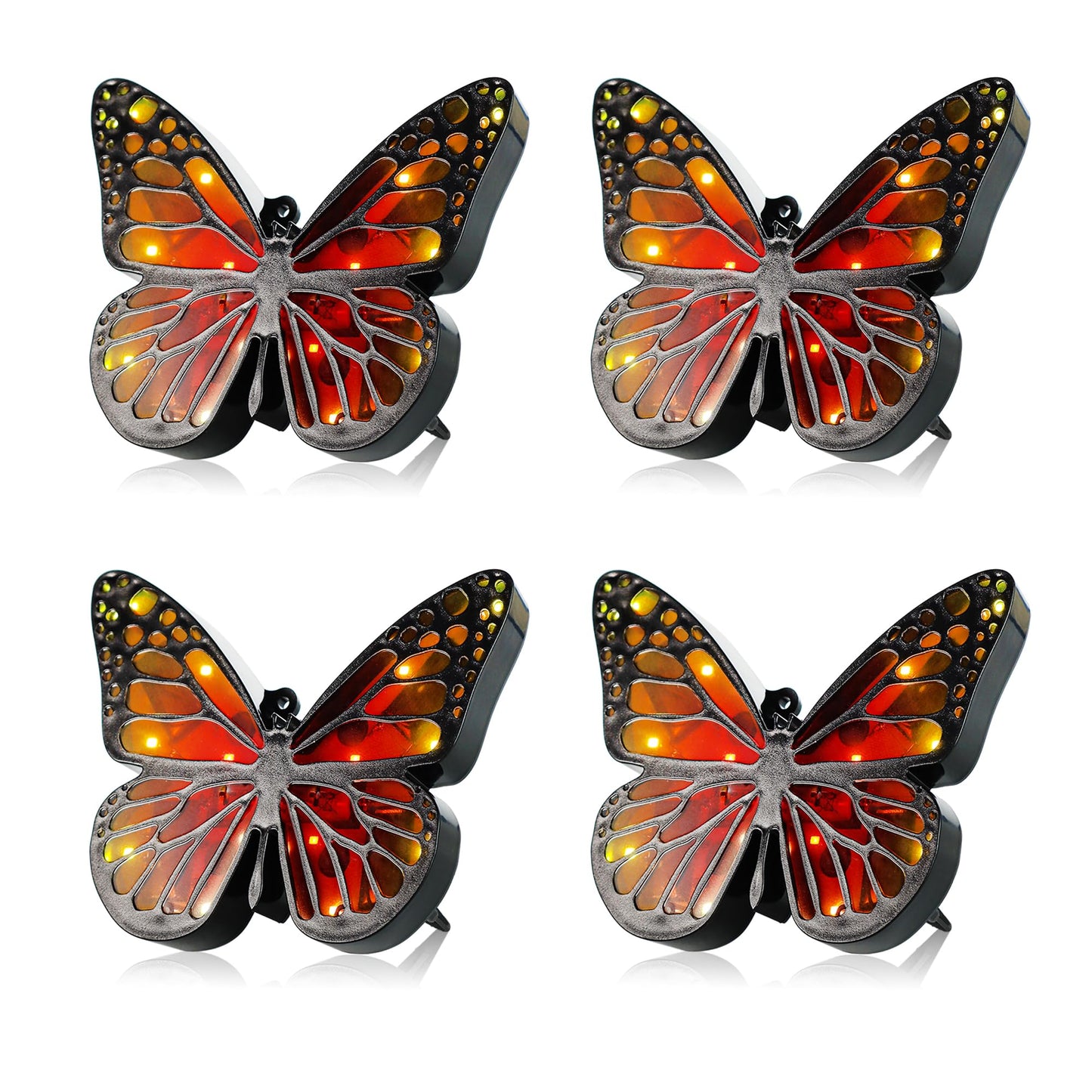ground lights, equipped with 4 solar butterfly lights for outdoor waterproofing, 14 LED solar landscape lighting, suitable for gardens, courtyards