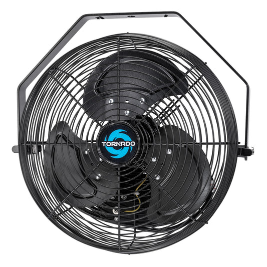 Tornado 12 Inch Outdoor Water-Resistant Wall Mounted Fan IPX4 Rated 3 Speed High Velocity Meatl Wall Fan For Commercial, Industrial, Residential, 6.6