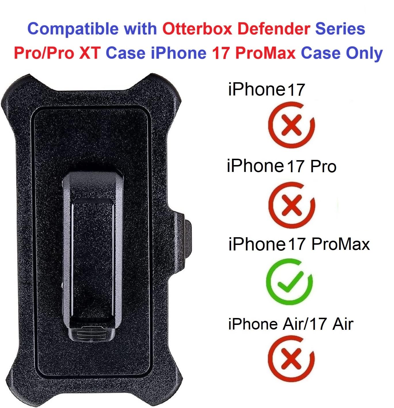 [2 Pack] Belt Clip Holster Compatible with Otterbox Defender Series Case iPhone 17 Pro Max(Case Not Included)