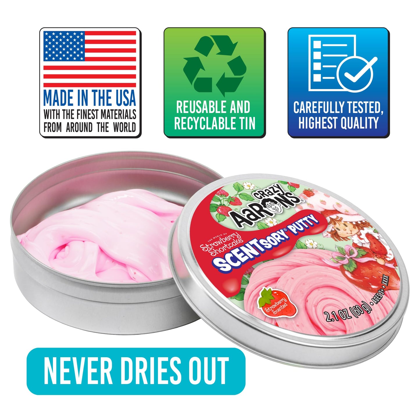 Crazy Aaron's Strawberry Shortcake™ SCENTsory® Putty - Made in USA