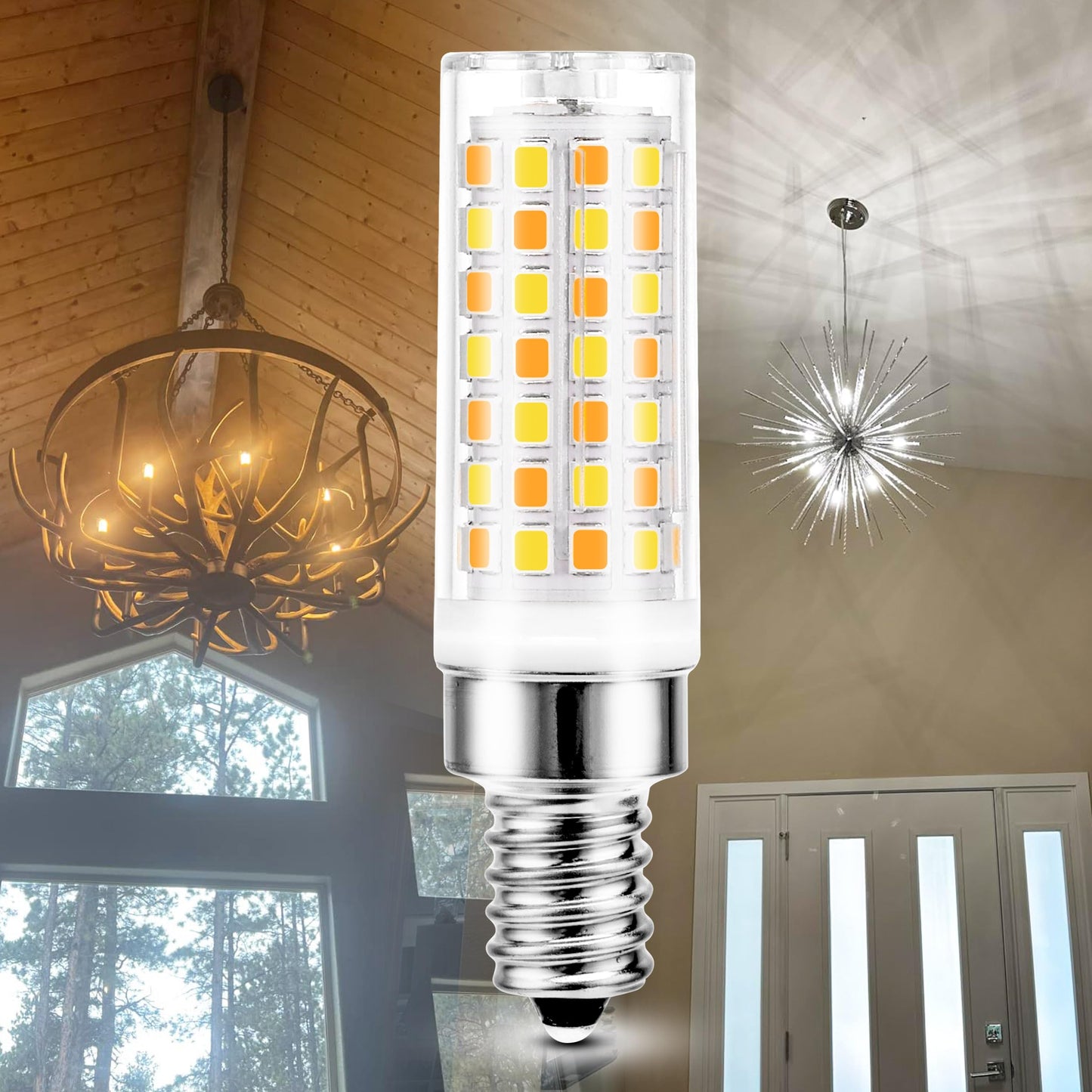 E12 LED Candelabra Bulb 60W Equivalent 3CCT Adjustable (2700K-4000K-6000K), AC120V 6W 600LM, 3 Colors Temperature Mode E12 C7 T6 Bulb for Night Light