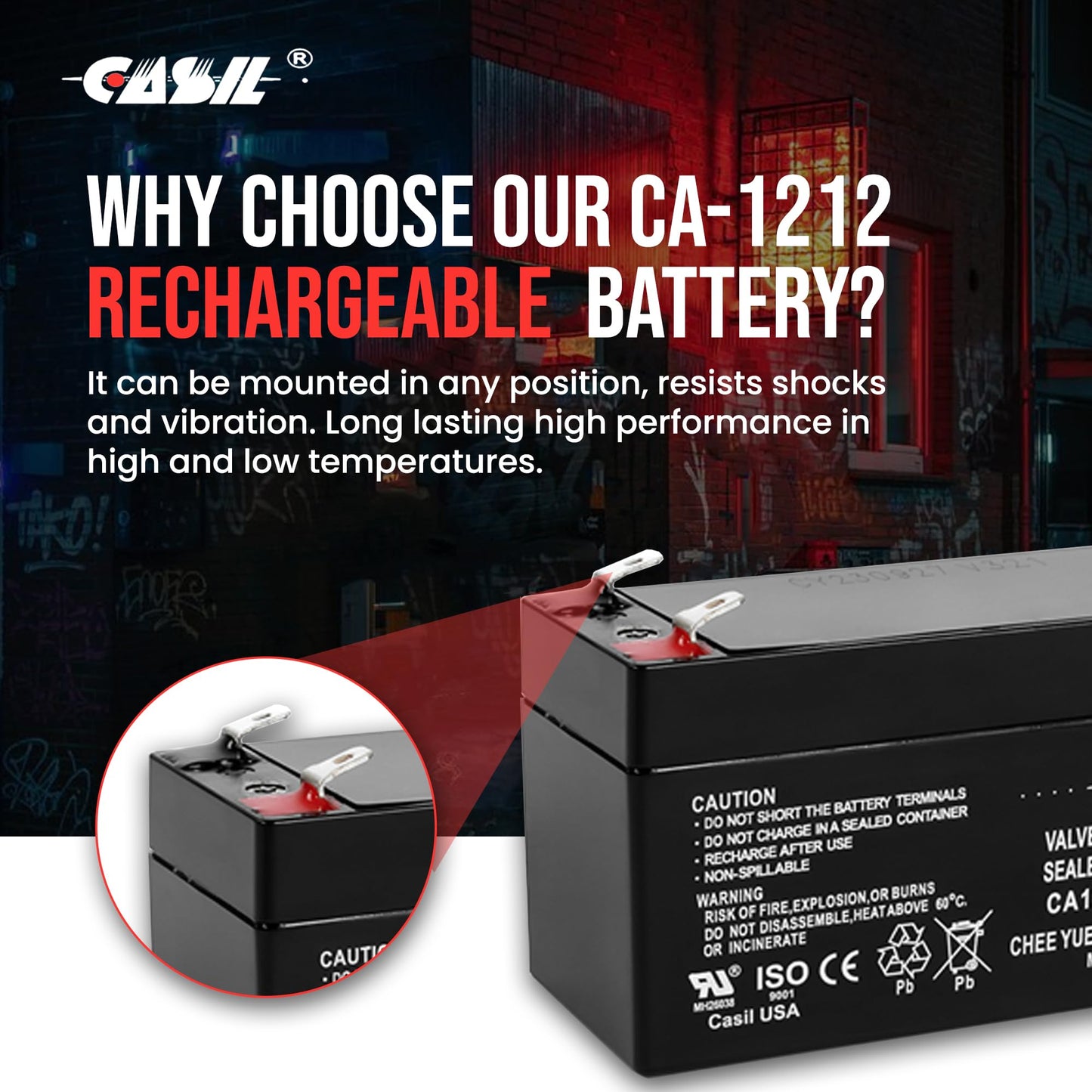 Casil 12V 1.2Ah SLA AGM Battery - Rechargeable Auxiliary Power - Compatible with Mercedes-Benz N000000004039