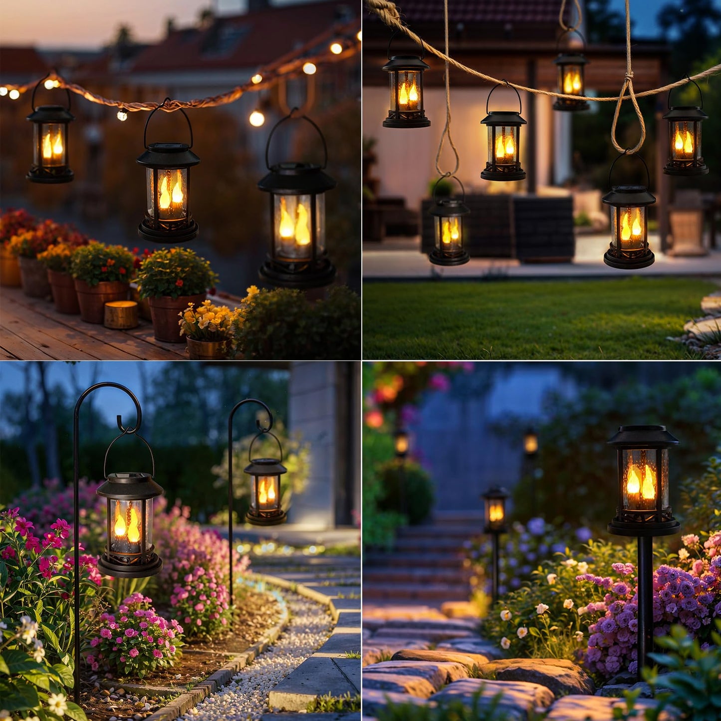 Beautyard 6 Packs Outdoor Solar Candles Lights Flickering Decorative Lantern Stake Lighting for Garden, Backyard, Lawn, Pathway, Patio Accessories