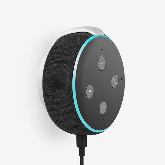 WIDEPLORE Echo Dot Wall Mount Holder for Echo Dot 3rd Generation, Space-Saving Accessories with Built-in Cable Management and Sticking Tape or Drill