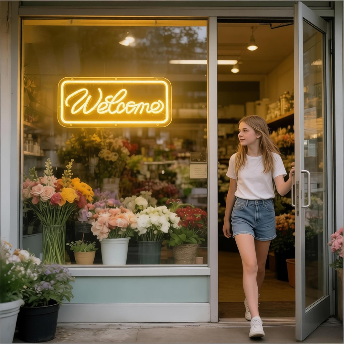 Welcome Neon Sign, USB Powered Dimmable Neon Light Home Welcome Sign Decor for Entryway Store Shop Living Room Bedroom Party Wall Table 16.1 x 6.9 In