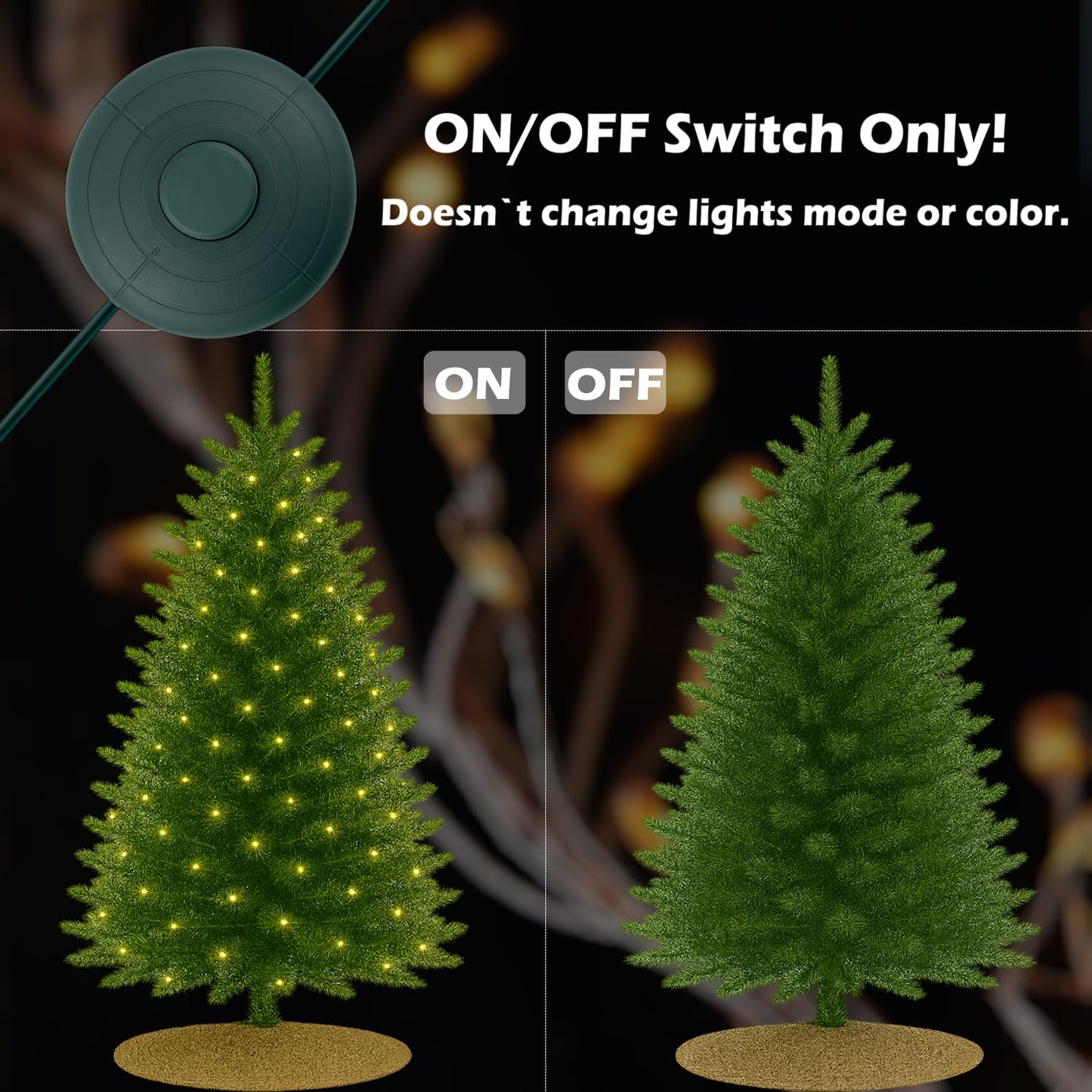 Goodsby Power Cord On/Off for Christmas X-Mas Tree Lights, Holiday Lighting, LED String Light Raintight 1/2 inch Connector TS-LU6W TS-LU13W TS-8W29V