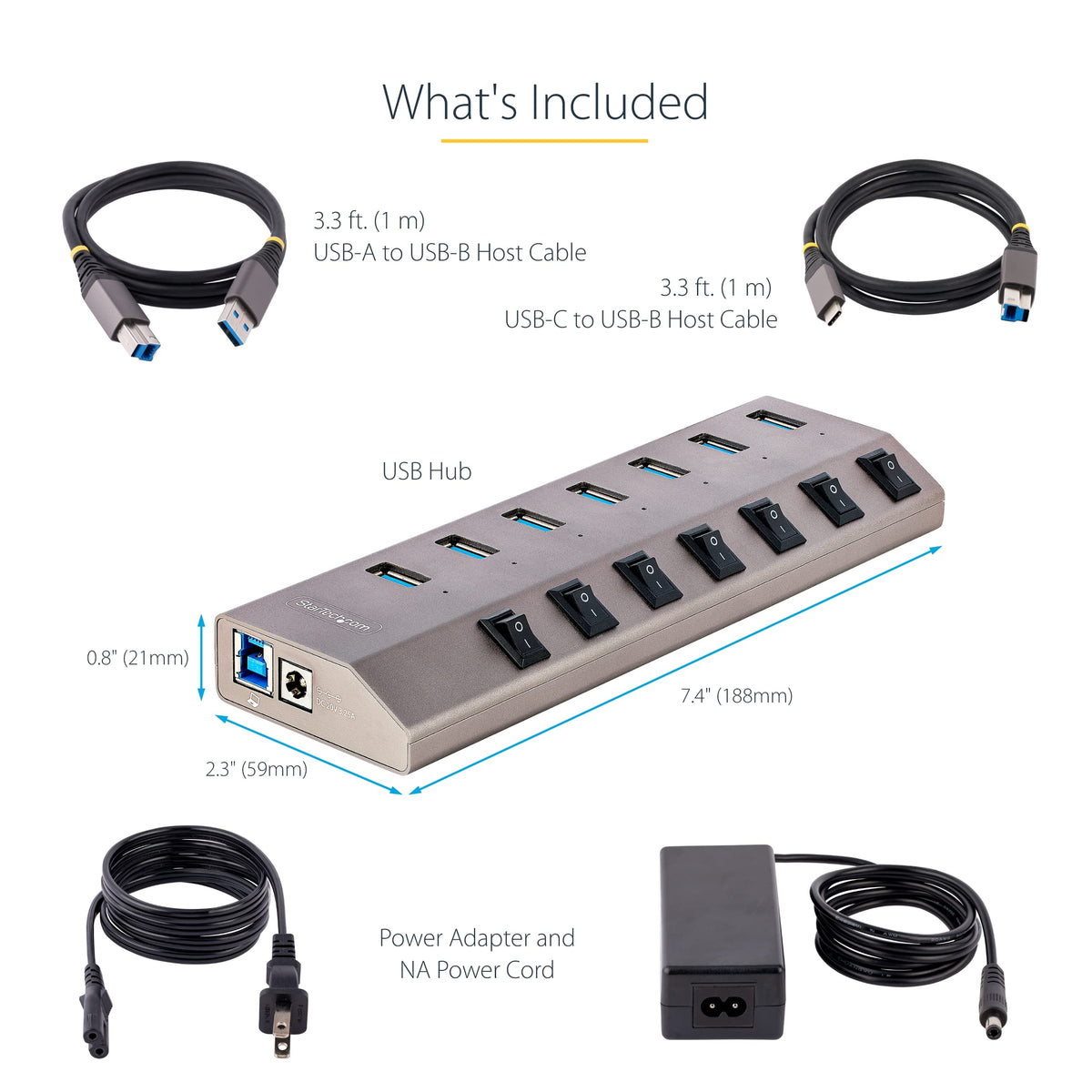 StarTech 7-Port USB-A Hub 5Gbps with Per-Port Switches (5G7AIBS-USB-HUB-NA)