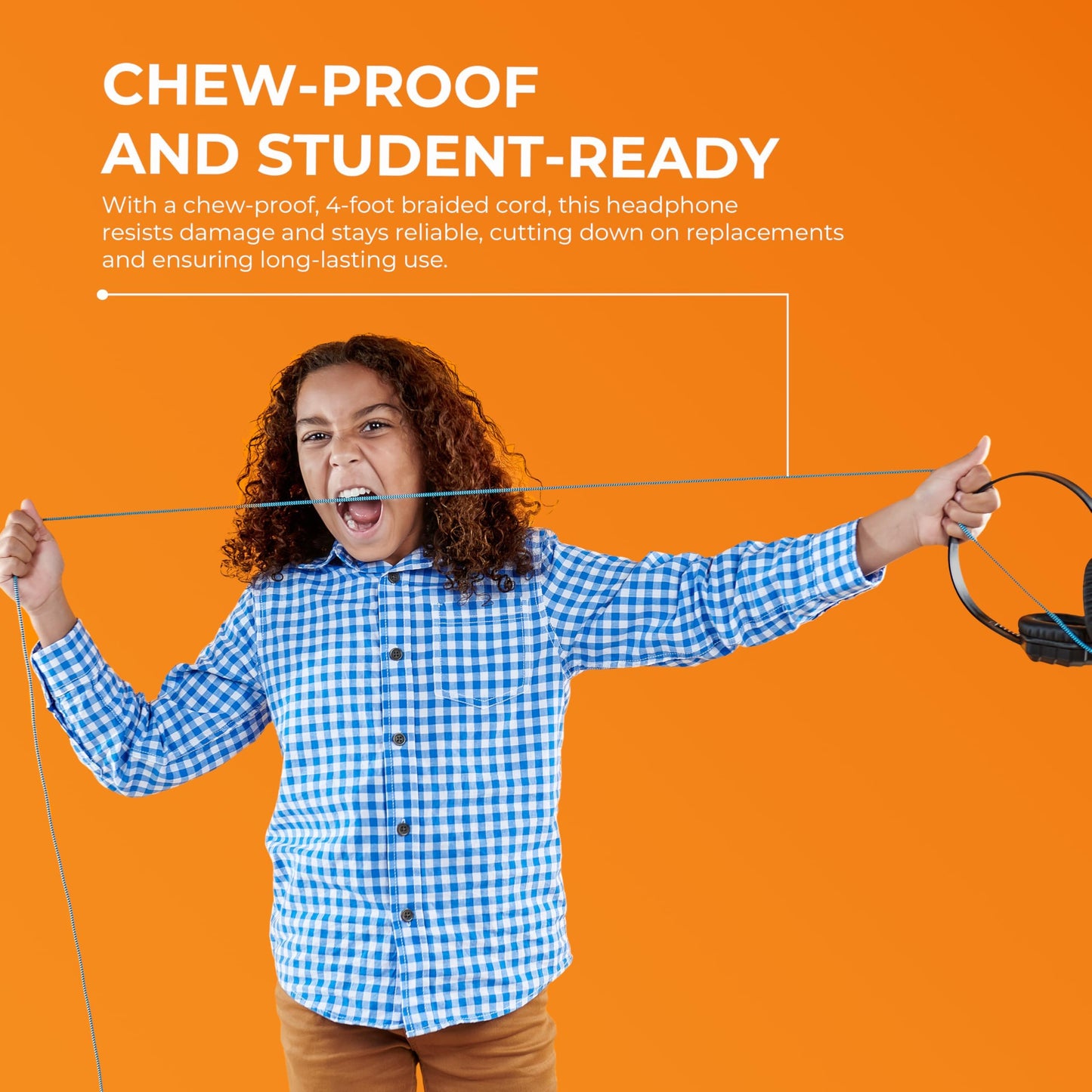 Gumdrop DropTech On-Ear Wired Headphones No Mic | USB C - Long Tangle Free Chew-Proof Cord - Rugged Reliable Drop Tested and Comfortable for Kids K-12