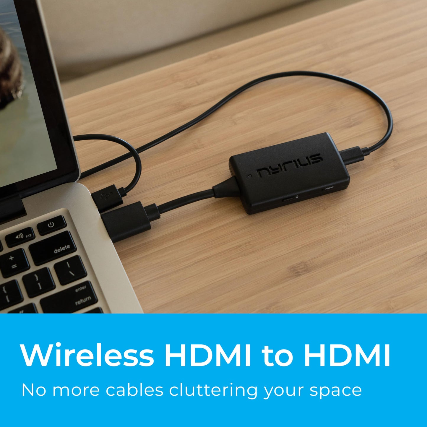 Nyrius Orion Prime Wireless HDMI-to-HDMI Video Transmitter & Receiver, Plug & Play Extender, Stream Full HD 1080p up to 150ft from PC, Laptop