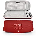 JBL Charge 5 Portable Waterproof Wireless Bluetooth Speaker Bundle with Portable Hard Carrying Protective Case - Red