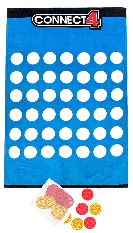 Jay Franco Connect 4 Game Blanket - 3 Piece Set Includes Plush Blanket, Discs, & Storage Bag (Official Hasbro Product)