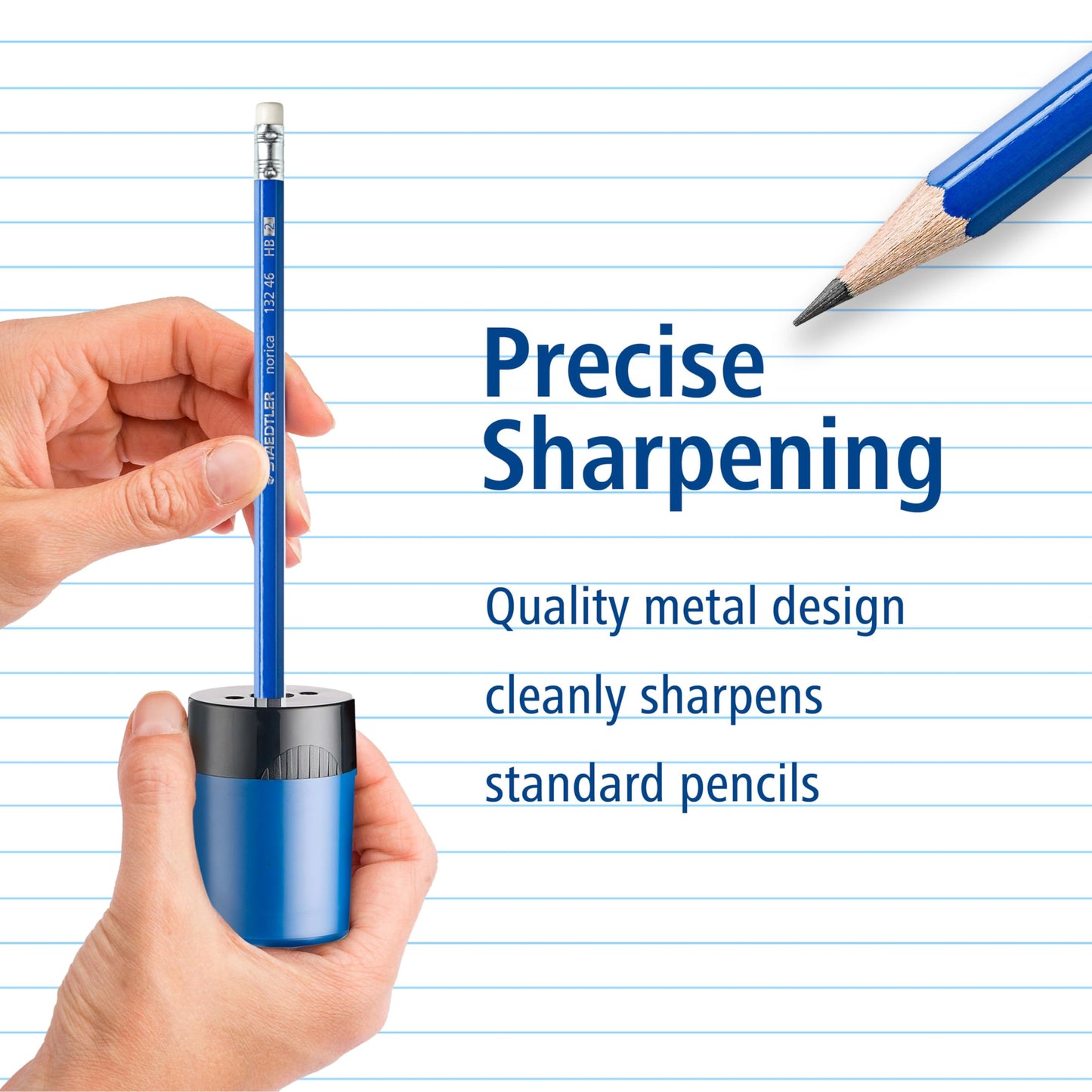 STAEDTLER pencil sharpener, premium quality sharpener with screw-on lid, prevents accidental openings, compact size for pencil case and work-station