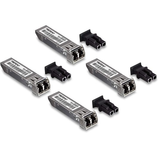 TRENDnet SFP Multi-Mode LC Module 4-Pack, TEG-MGBSX/4, Transmission Up to 550m (1804 Ft), Mini-GBIC, Hot Pluggable, IEEE 802.3z Gigabit Ethernet