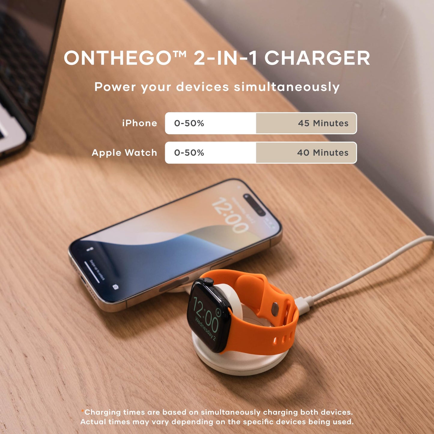 Satechi OntheGo™ 2 in 1 Wireless Charger, Qi2 Portable Charger with 15W Fast Charging for iPhone 17 to 12 Series and 5W for Apple Watch, Magnetic