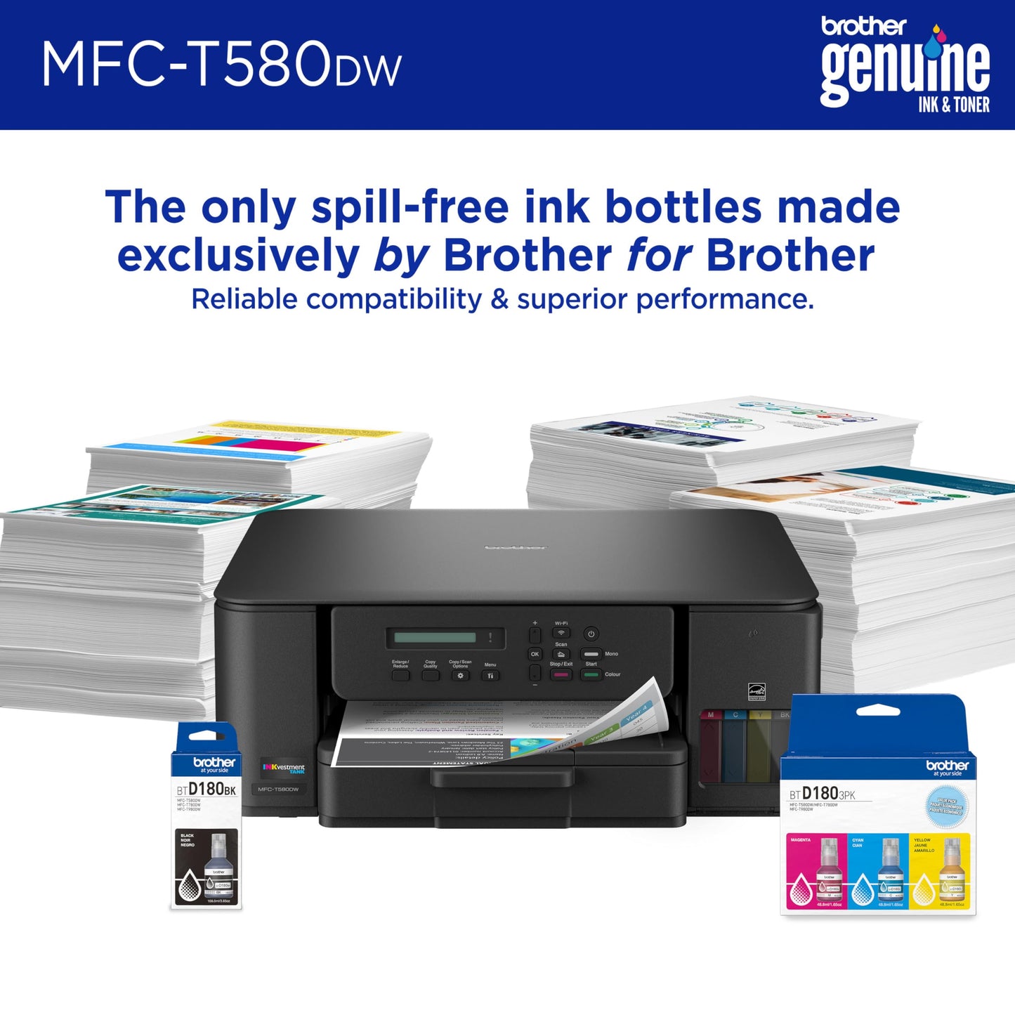 Brother INKvestment Tank 580 Wireless Color Inkjet All-in-One Printer | Includes up to 3 Years of Ink in-Box(1) and 3-Year Limited Warranty(2)