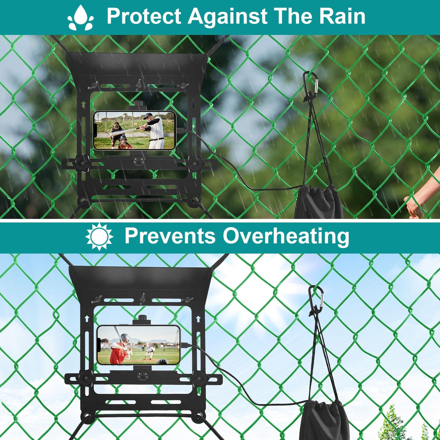 Phone Holder Fence Mounting Kit for Game Changer, Fence Phone Mount Streaming Kit Fit for Gamechanger, iPhone, Mevo Start Camera, GoPro, Insta 360
