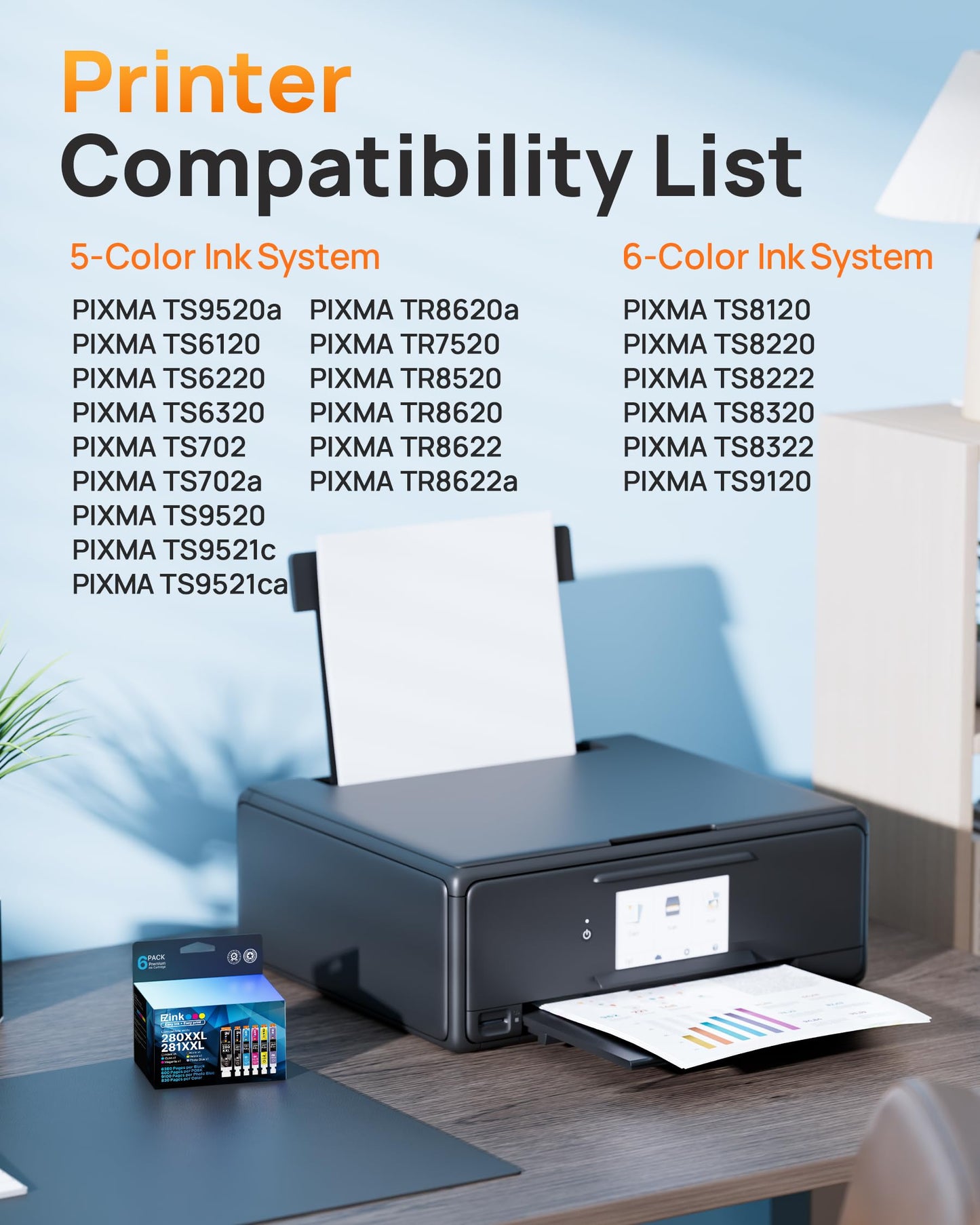 E-Z Ink TS9120 Ink Cartridges Compatible for Canon 280 281 Ink Cartridges