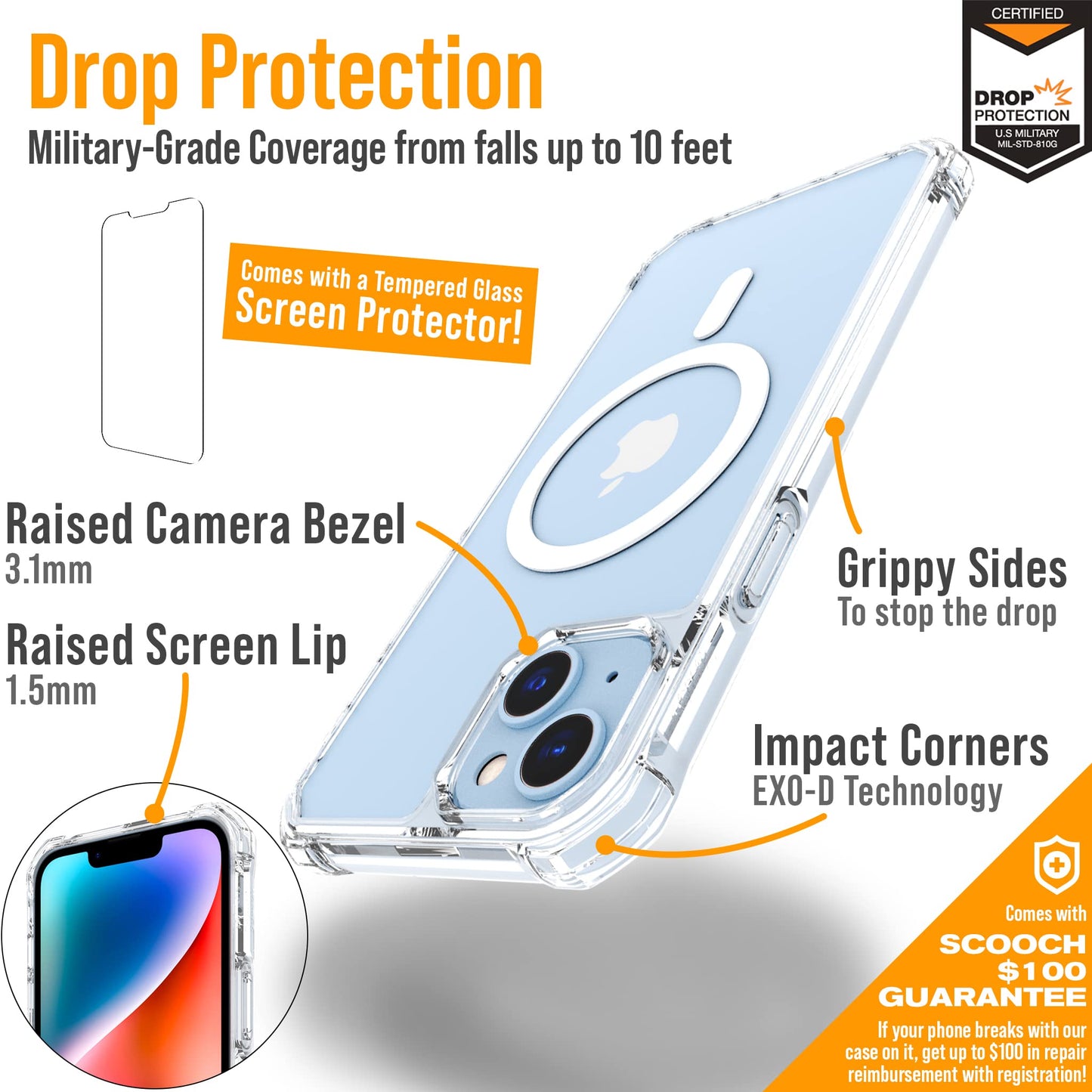 Scooch for MagCase Compatible with iPhone 14 Plus Bundled with MagMount, MagSafe Compatible Car Mount, MagSafe Compatible Car Mount