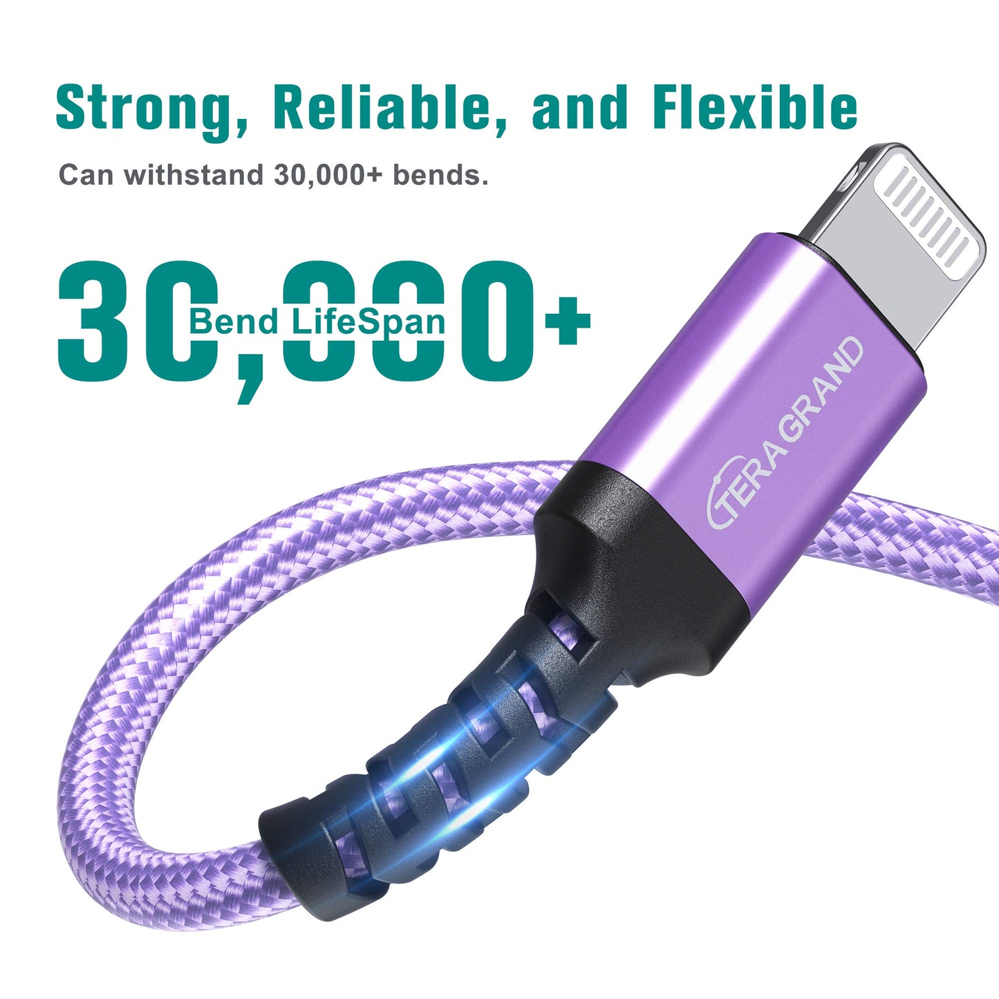 Tera Grand - Apple C89 MFi Certified Lightning to USB-A Braided Cable for iPhone 14/13/12/11 Pro Pro Max Plus Mini, SE XS Max XR X, 8/7/6 Plus, iPad…