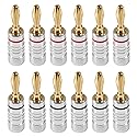 6 Pairs/12 Pcs Speaker Banana Plugs Audio Jack Connector ?24k Gold Dual Screw Lock Speaker Connector for Speaker Wire, Wall Plate, Home Theater