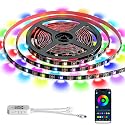 G GEEKEEP Upgrade Smart RGB Music Sync Multiple Colors Chasing 16.4ft neon Led Strip Lights Cuttable and Linkable, Flexible Outdoor Led Strip Lights