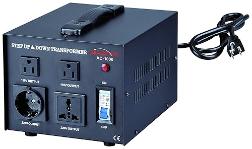 Simran 1000 Watt Voltage Converter Transformer 110 Volt to 220/240 Volt Step Up & Down Power Converter, (ACN-1000)