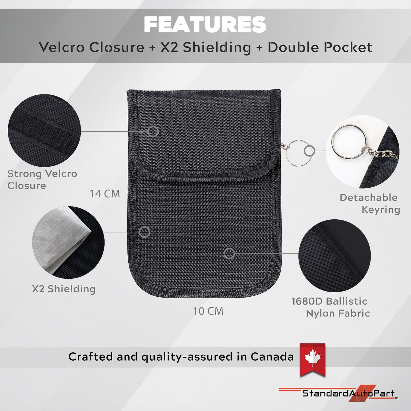 StandardAutoPart Faraday Pouch for Car Keys, Faraday Bag, Car RFID Signal Blocking Holder, Key Fob Protector, Key fob cage Block Signal Anti-Theft Fob