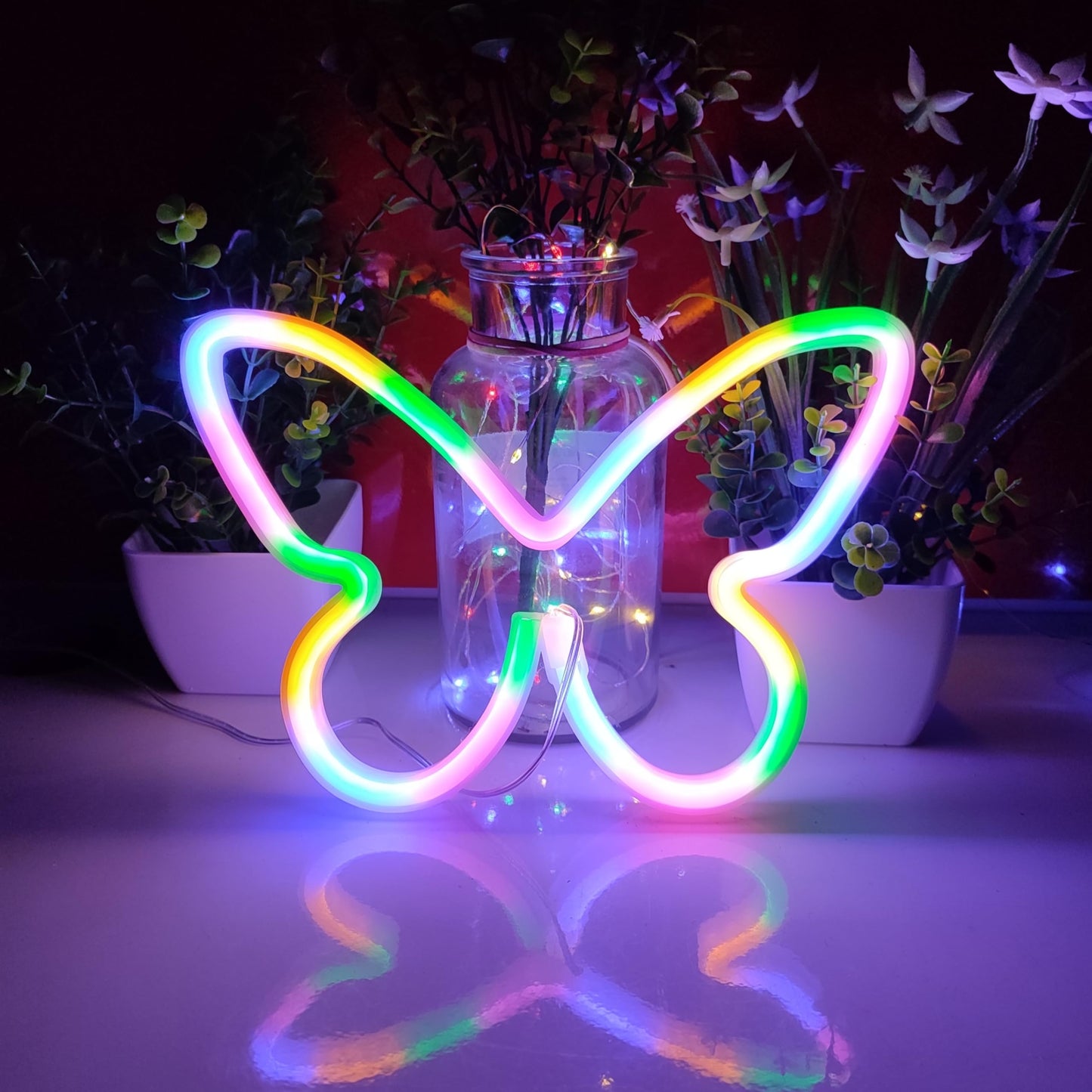 JYWJ Butterfly Neon Sign,USB or 3-AA Battery Powered Neon Light,LED Table Decoration,Bedroom Wall Decoration,Birthday Gift,Wedding Supplies Business
