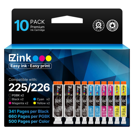E-Z Ink Compatible Ink Cartridge Replacement for Canon PGI-225 CLI-226 PGI225 CLI226 Compatible with PIXMA MX882 MX892 MG5320 MG6220 (2 PGBK, 2 Cyan