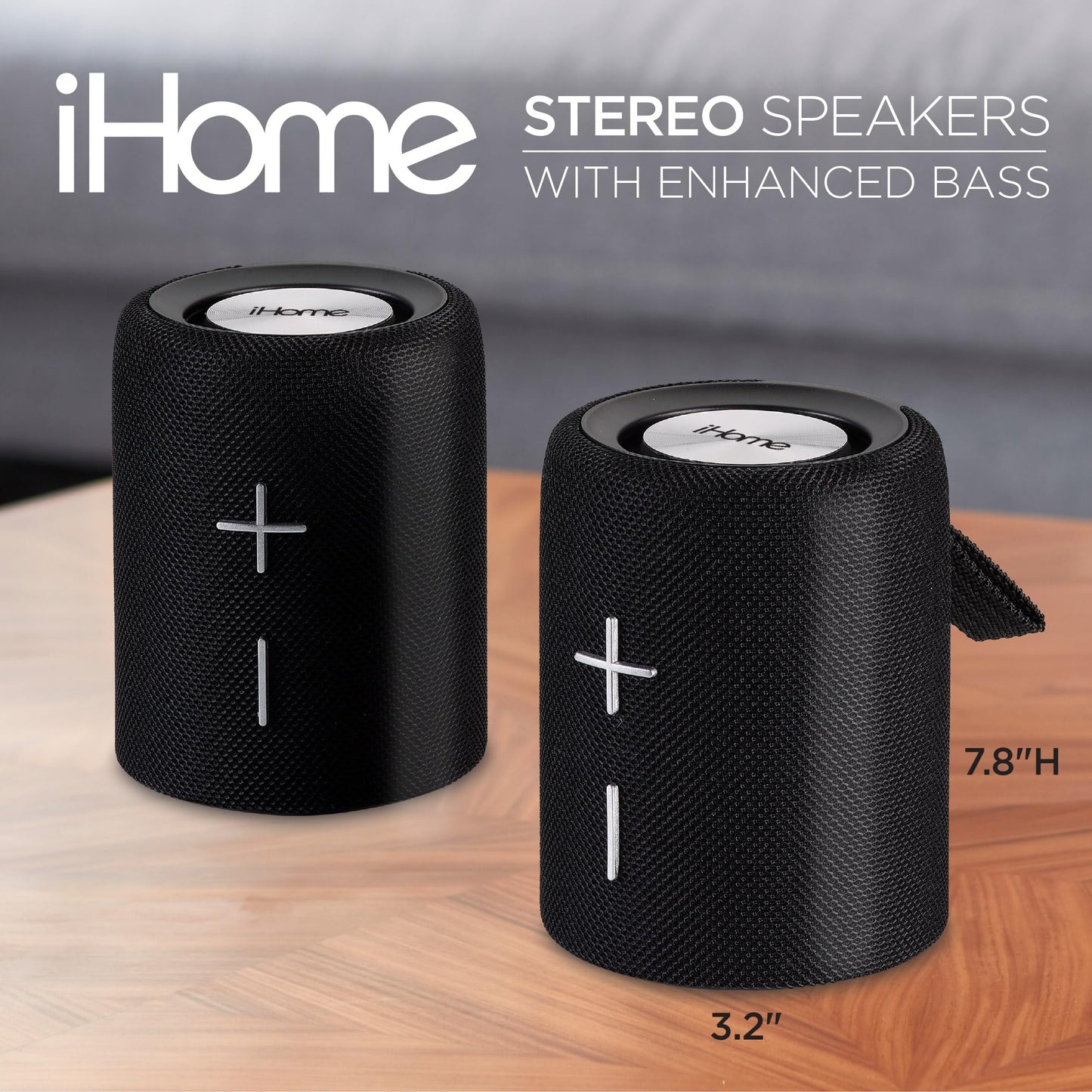 iHome Bluetooth Speaker with Wireless Stereo Option, Portable Split Speaker with Enhanced Bass (iBT430)