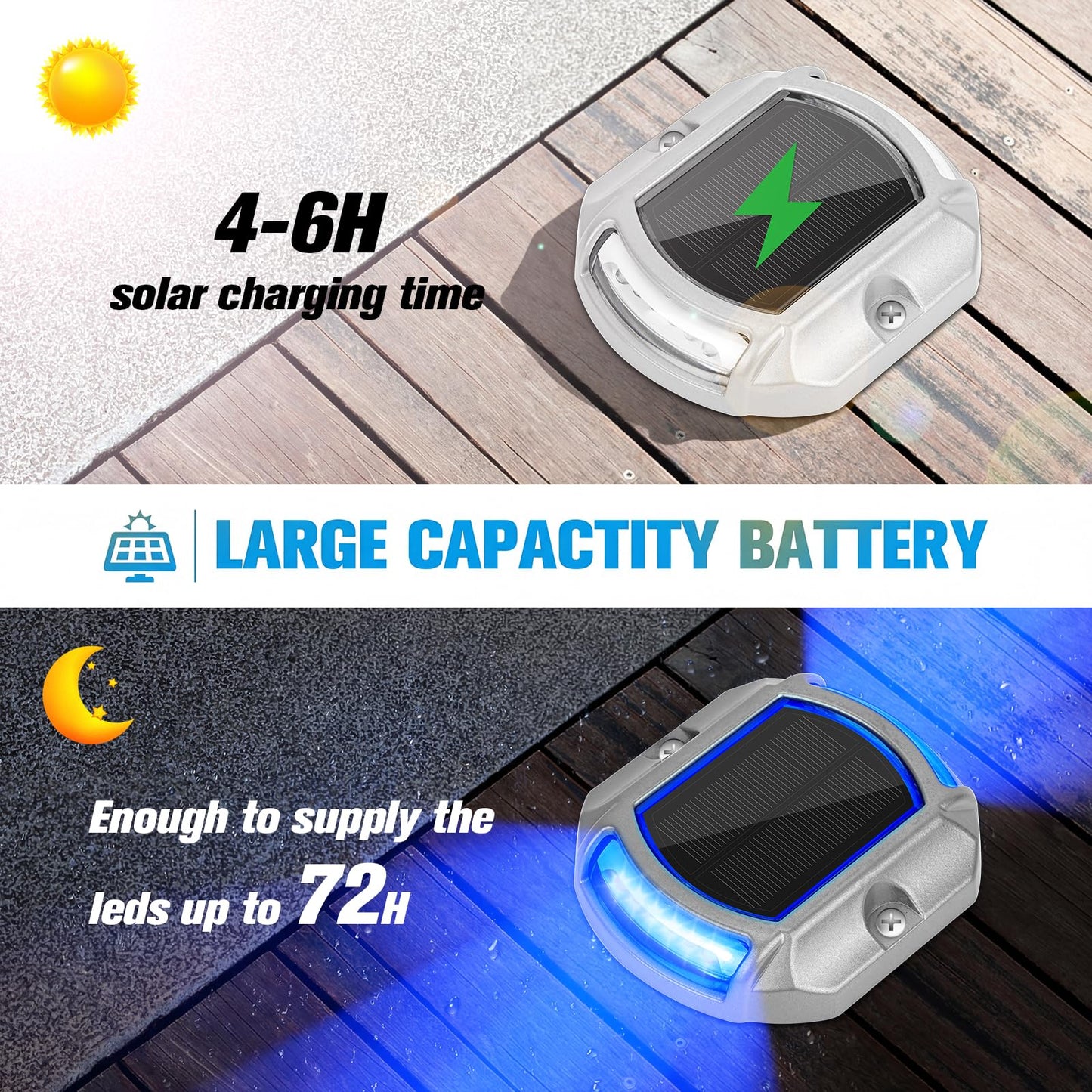 VOLISUN Solar Driveway Lights Dock Deck Lights 12 Pack,2 Colors in 1, LED Solar Powered Waterproof Outdoor Warning Step Light for Driveway Sidewalk