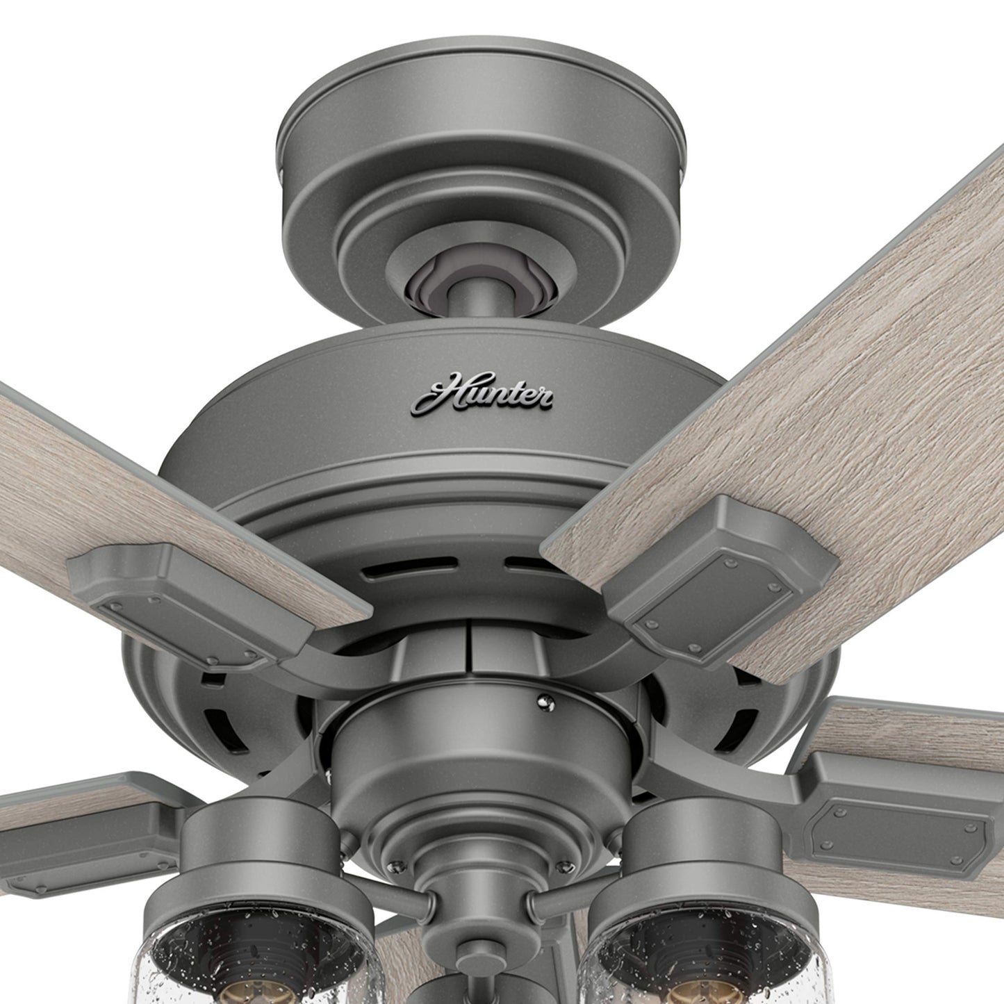 Hunter Fan 44 inch Casual Matte Silver Indoor Ceiling Fan with Light Kit and Pull Chain (Renewed)