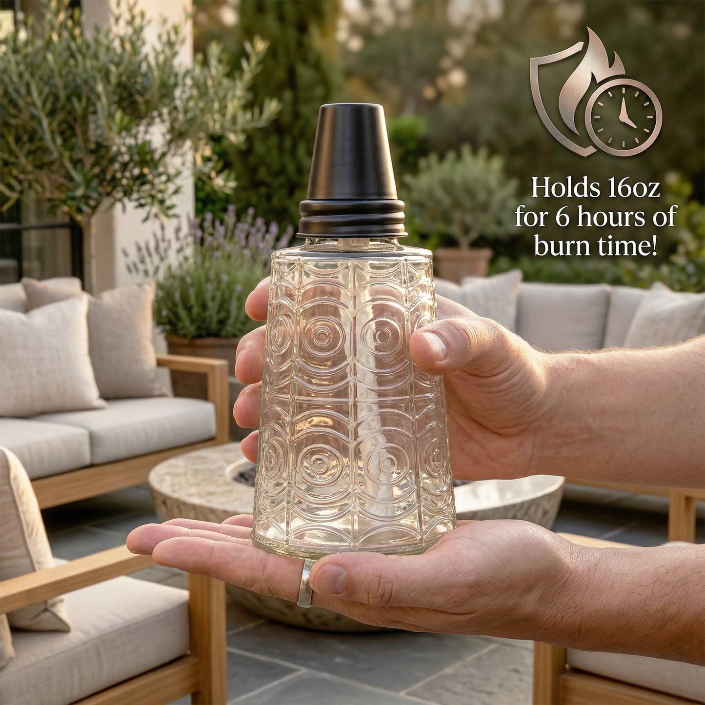 Seraphic Citronella Torches for Outside Patio Table Top Decor, Clear