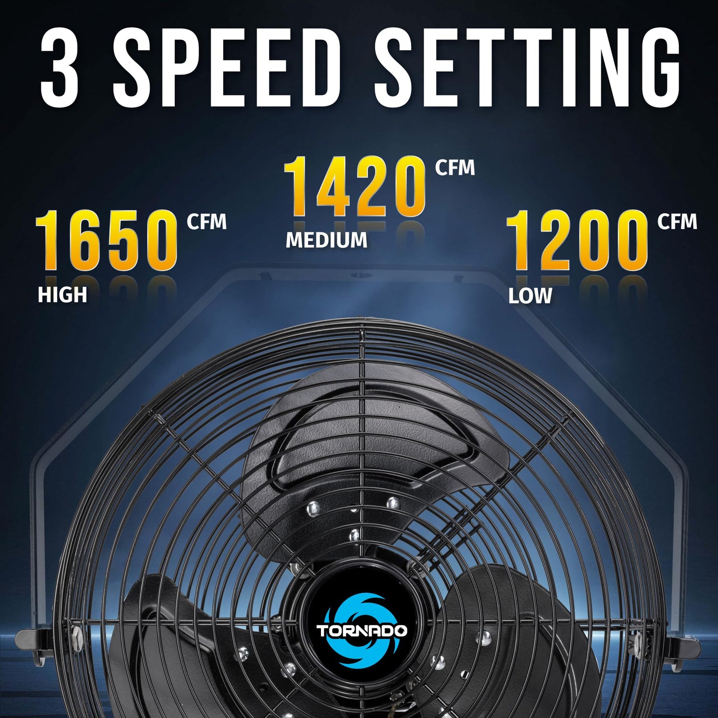 Tornado 12 Inch Outdoor Rated IPX4 Water-Resistant High Velocity Metal Industrial Wall Mount Fan For Commercial, Industrial, Residential, TEAO Motor 3