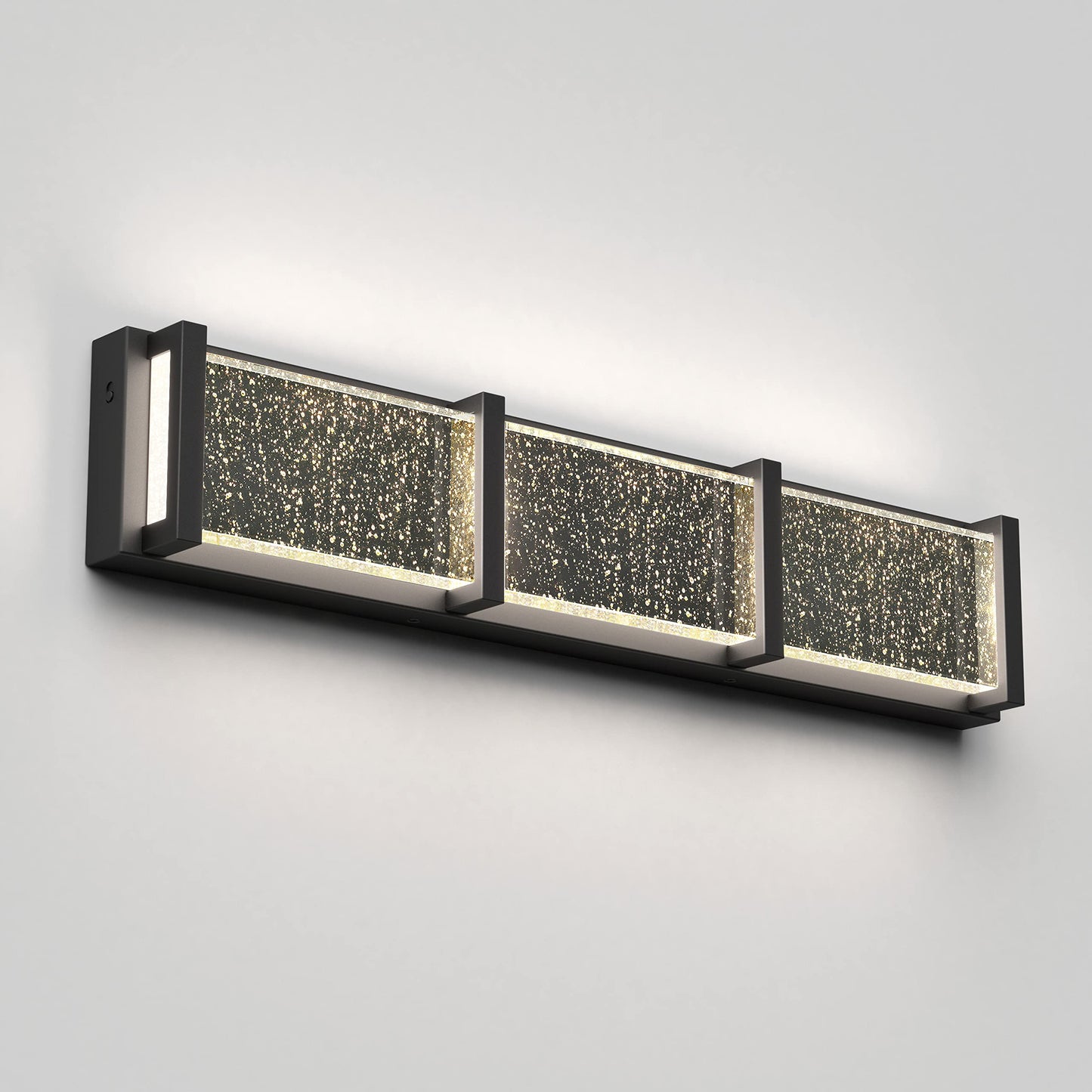 ARTIKA Subway 20W LED Modern Vanity Light Fixture, Black - Ideal for Bathroom Lighting, 900 Lumens, 3500 Kelvin, Bubble Glass Diffuser, No Bulb