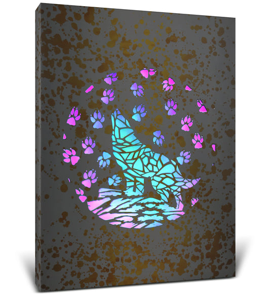 CoTa Global Wolf Light Up LED Wall Art - Fun Changing Color LED Light Up Picture Art for Bedroom, Modern Wall Hang Living Room Art, House Decor Art