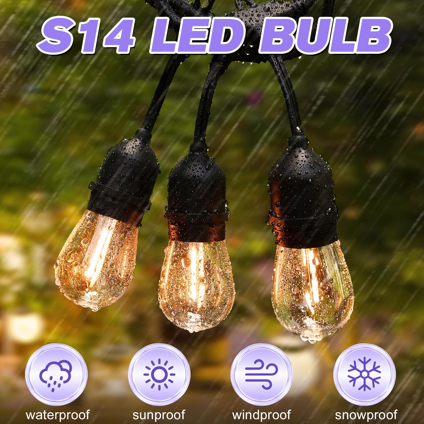 GvvooHome 24 Pack Shatterproof S14 LED Replacement Bulbs for Outdoor String Lights, 1W Equivalent to 11W Incandescent Bulb, Soft White 2200K