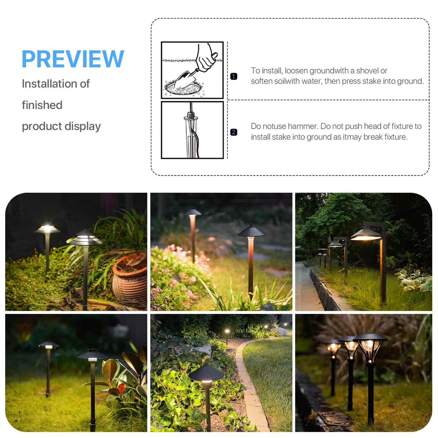 GOODSMANN 2PCS Metal Spikes Stakes with Male Thread 3/4-14NPSM 0.77IN for Low Voltage Landscape Lights Compatible with GOODSMANN Landscape Lights