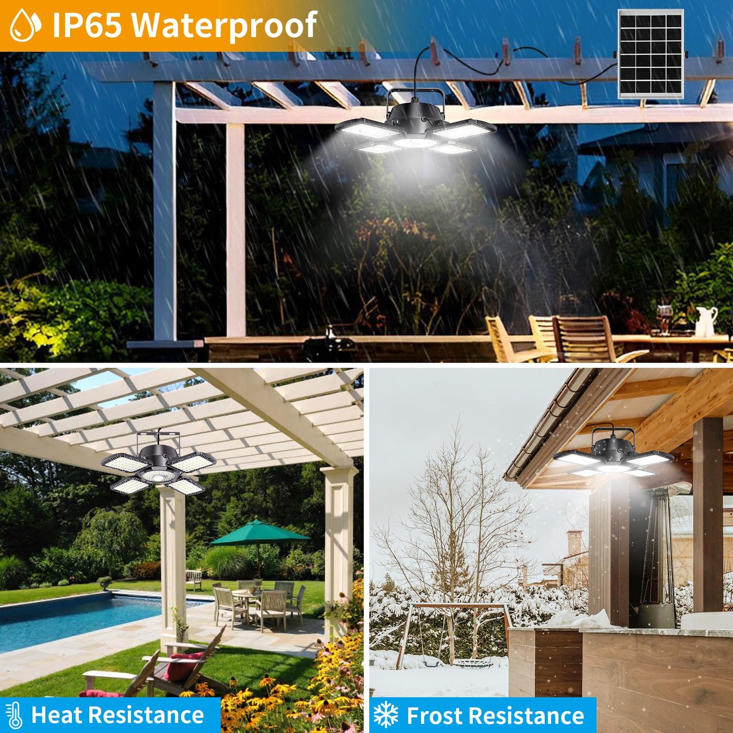 Aqonsie Solar Shed Light Outdoor Indoor, 176LED Solar Powered Motion Sensor Pendant Light Daytime Available, Solar Indoor Lights with 5 Lighting Modes