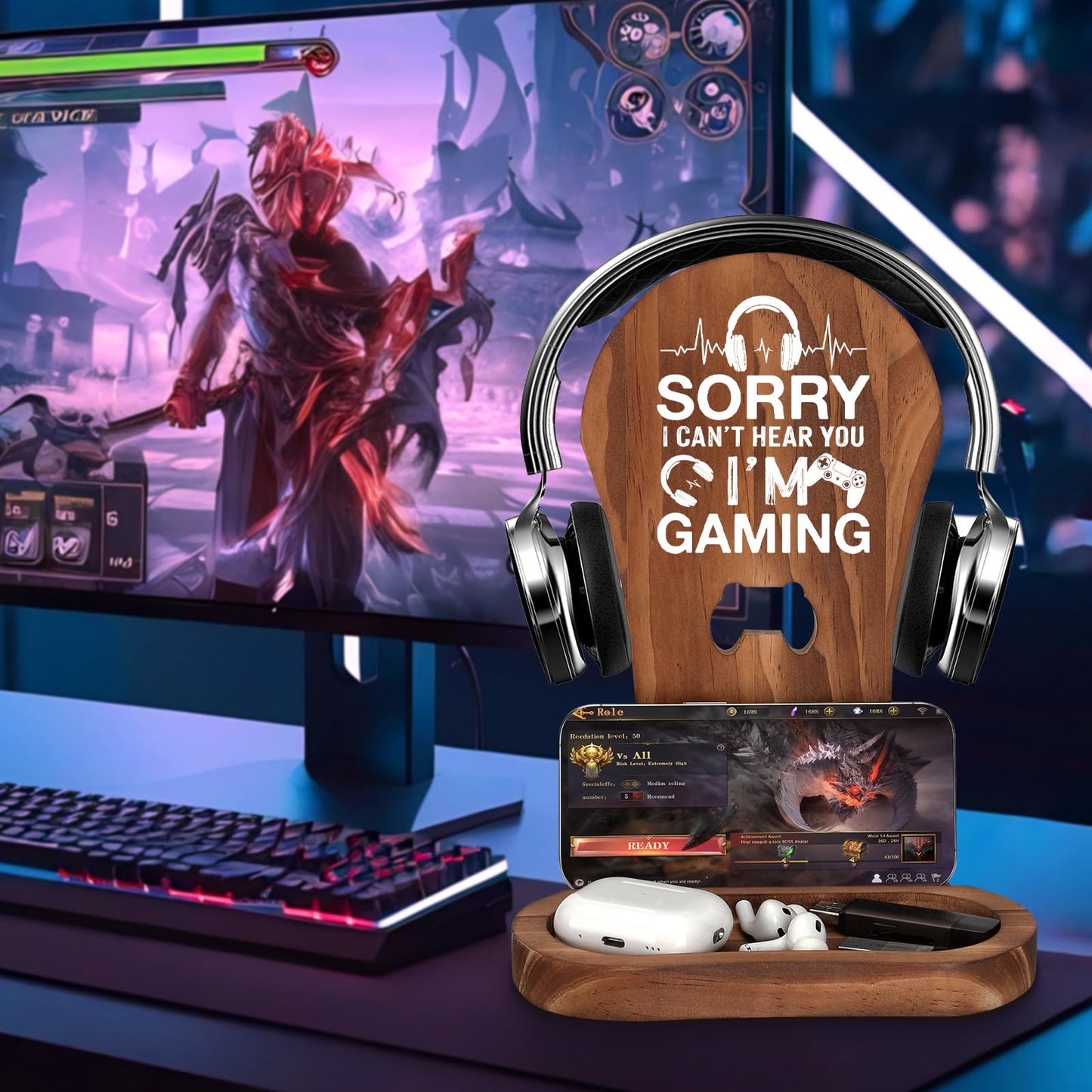 CryCarrot Gamer Gifts for Men Teenage Boys Birthday Fathers Day, Headphone Stand Gaming Birthday Gifts for Him Men Son Boyfriend Brother, Gamer Lovers