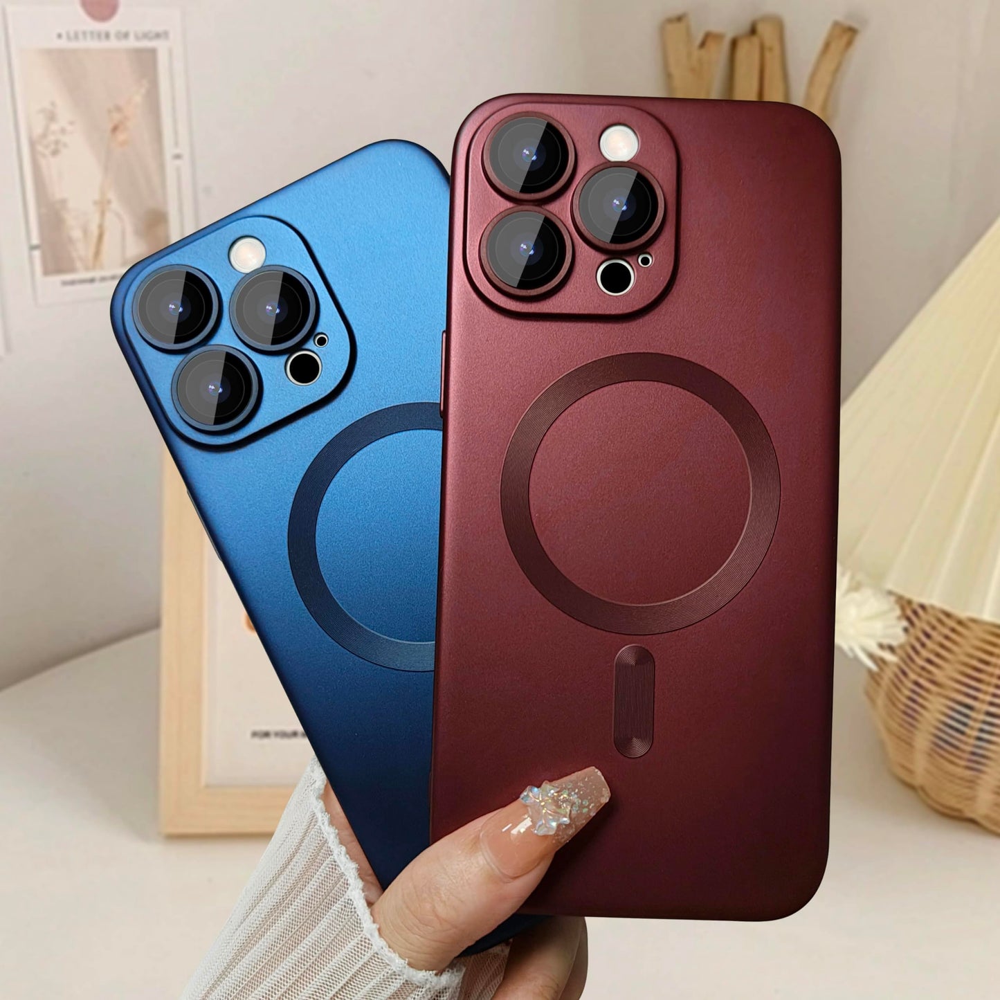Ankofave Magnetic case for iPhone 14 Pro Max Phone Case for Women, Matte Luxury Soft Metallic Luster Design with Camera Lens Protector, Compatible