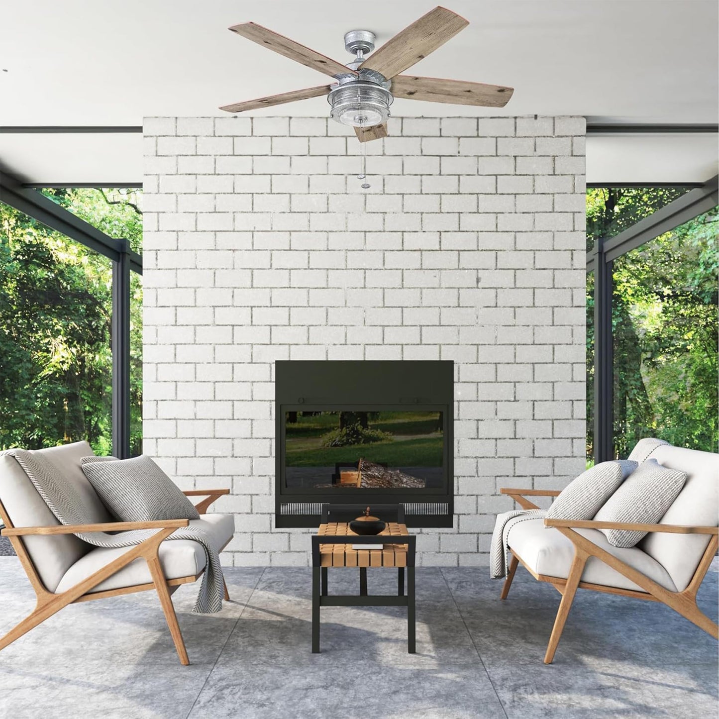Honeywell Foxhaven Farmhouse 52 Inch Ceiling Fan with LED Light, Galvanized