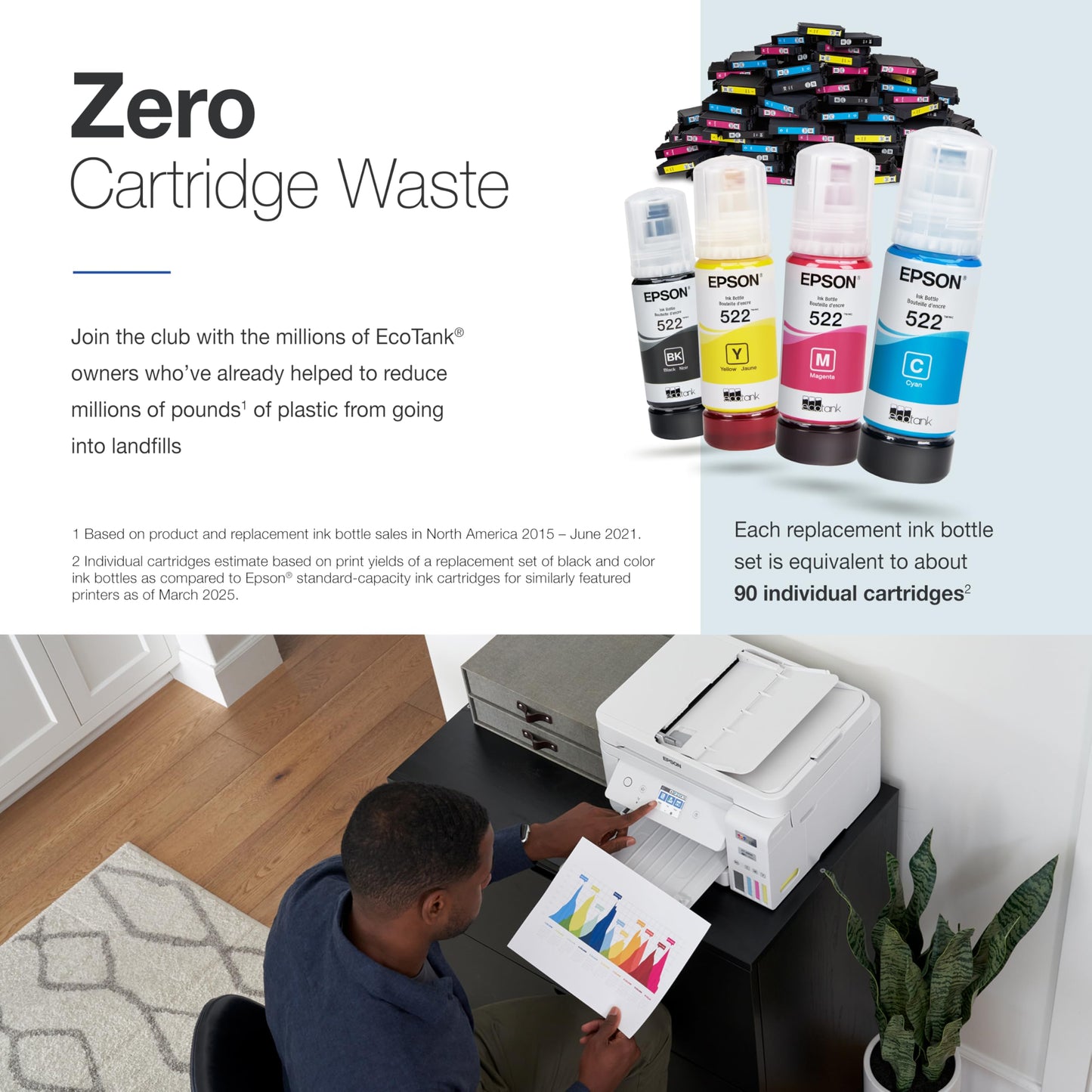 Epson EcoTank ET-4800 Wireless All-in-One Cartridge-Free Supertank Printer with Scanner, Copier, Fax, ADF and Ethernet - Ideal-for Your Home Office