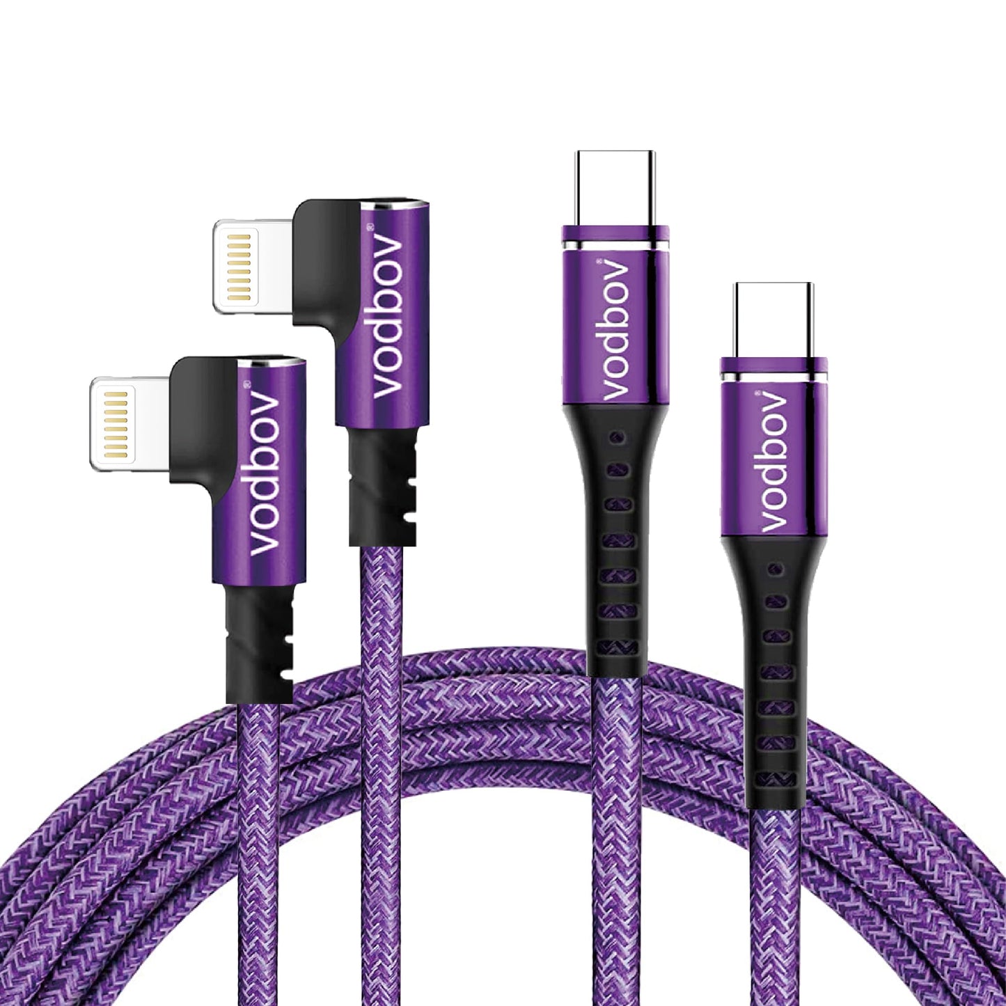 VODBOV Cable USB-C to Lightning 90 Degree 2Pack 10ft 6ft iPhone Charger Fast Charging Cable Right Angle Cord (Cosmos Purple)